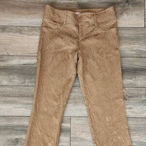 Cache Luxe Textured Jacquard Straight Leg Pants Tan Camel Size 6